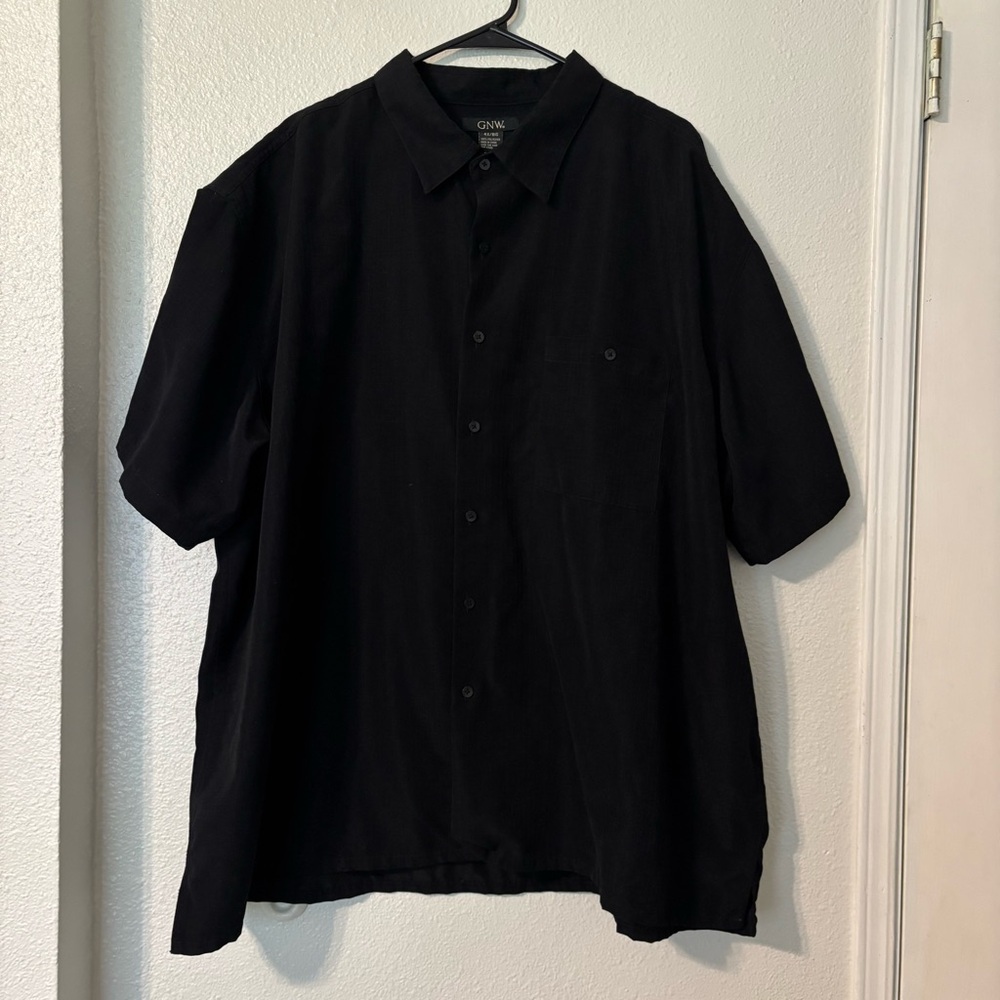 GNW Black Casual Button Down Shirt Relaxed Fit